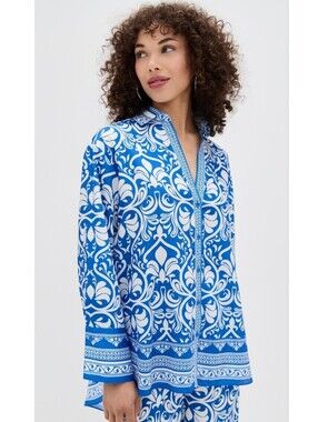 Alice + Olivia Oversize Button Front Mixed Print Kiva Shirt